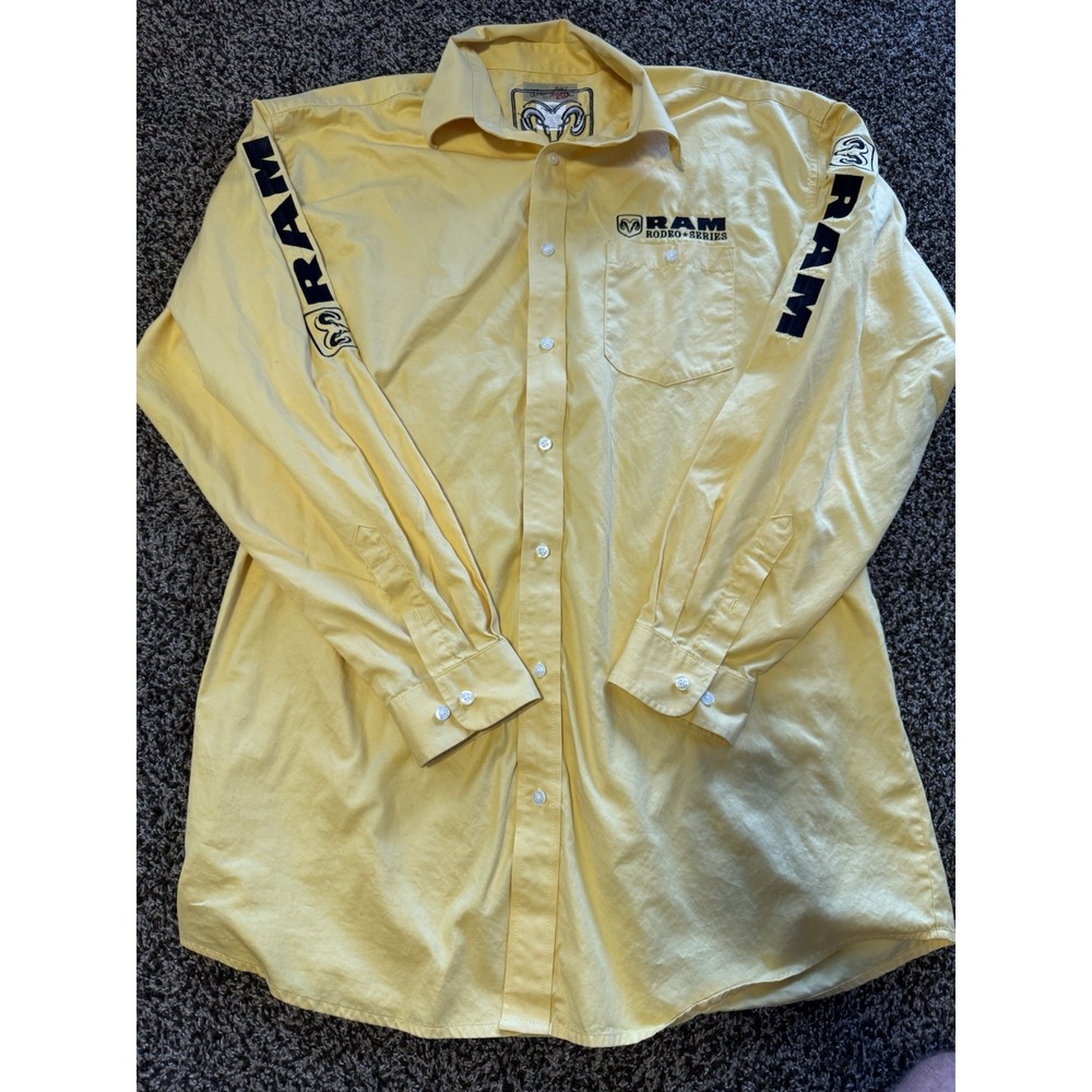 Wrangler 20X Ram Rodeo Series Shirt Mens XLT Yellow Long Sleeve Western Trucker